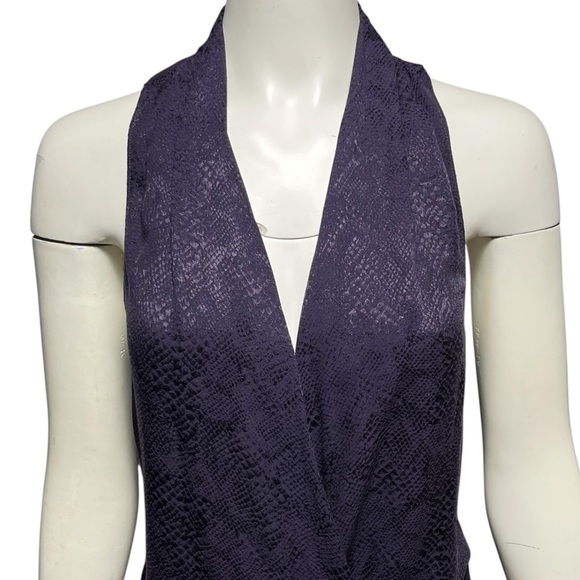 Ramy Brook Meredeth Python Dark Blue Sleeveless Halter Neck Top Size Small - Picture 2 of 9